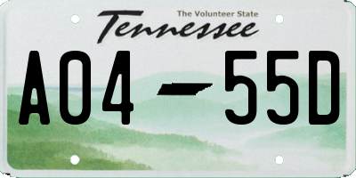 TN license plate A0455D