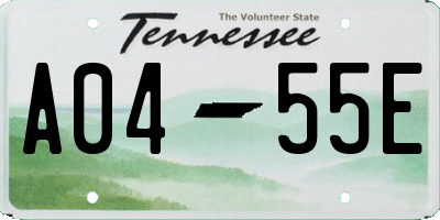 TN license plate A0455E