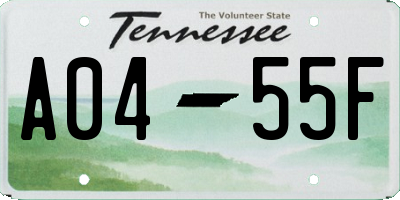 TN license plate A0455F
