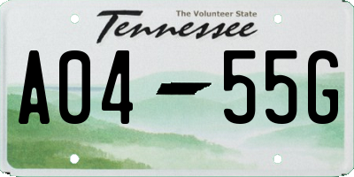 TN license plate A0455G