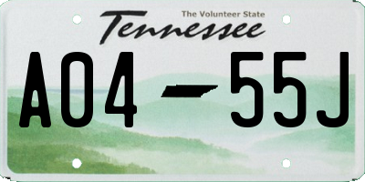 TN license plate A0455J