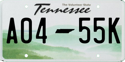 TN license plate A0455K