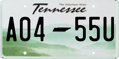 TN license plate A0455U