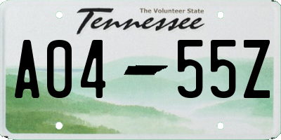 TN license plate A0455Z