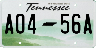 TN license plate A0456A