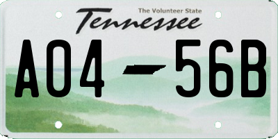 TN license plate A0456B