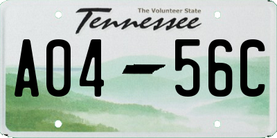 TN license plate A0456C