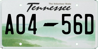 TN license plate A0456D