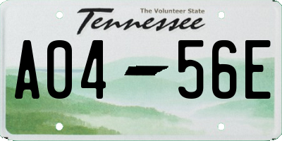 TN license plate A0456E