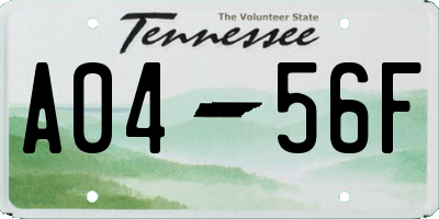 TN license plate A0456F