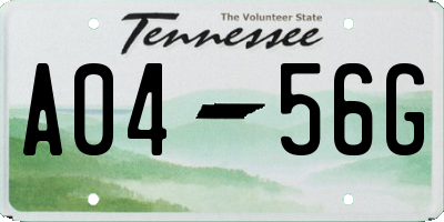 TN license plate A0456G