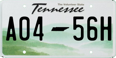 TN license plate A0456H