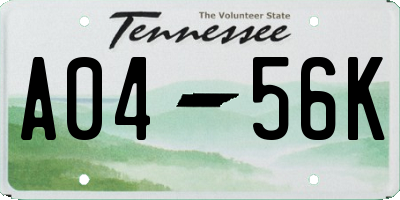 TN license plate A0456K