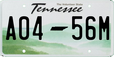 TN license plate A0456M