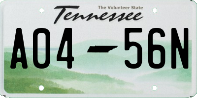TN license plate A0456N