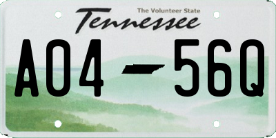 TN license plate A0456Q