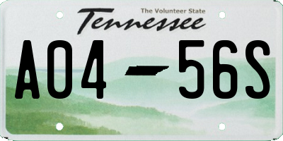 TN license plate A0456S