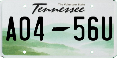 TN license plate A0456U