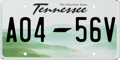 TN license plate A0456V