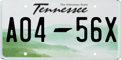 TN license plate A0456X