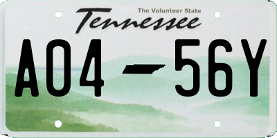 TN license plate A0456Y
