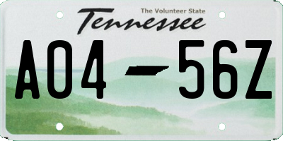 TN license plate A0456Z