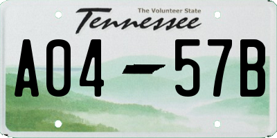 TN license plate A0457B