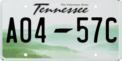 TN license plate A0457C