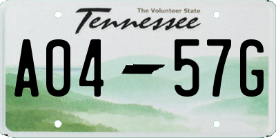 TN license plate A0457G