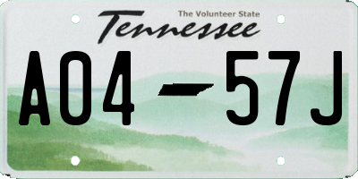 TN license plate A0457J