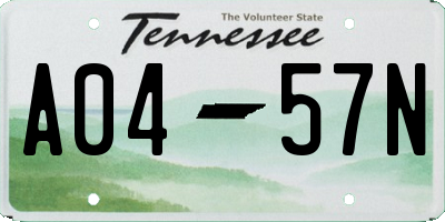 TN license plate A0457N