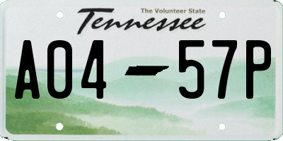 TN license plate A0457P