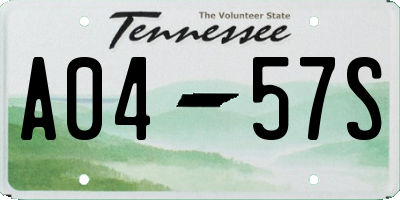 TN license plate A0457S