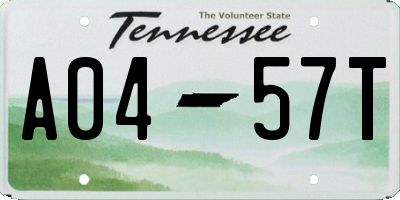 TN license plate A0457T