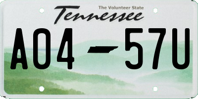 TN license plate A0457U