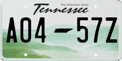 TN license plate A0457Z