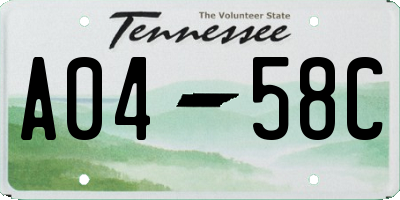 TN license plate A0458C