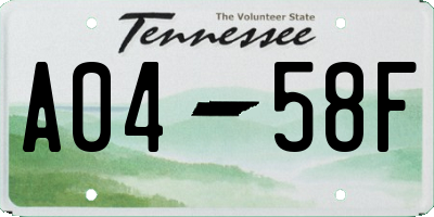 TN license plate A0458F