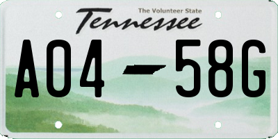 TN license plate A0458G