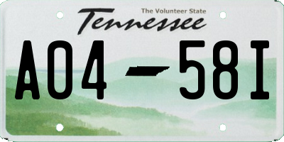 TN license plate A0458I