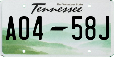 TN license plate A0458J