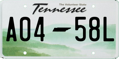 TN license plate A0458L