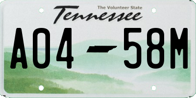 TN license plate A0458M