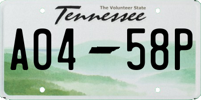 TN license plate A0458P