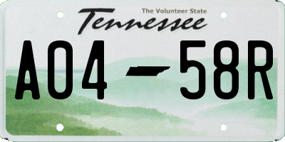TN license plate A0458R