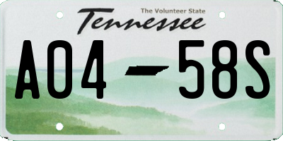 TN license plate A0458S