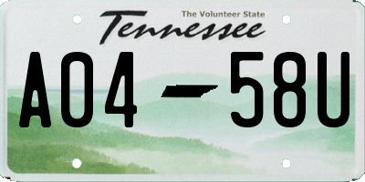 TN license plate A0458U