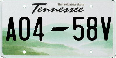 TN license plate A0458V