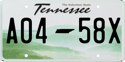 TN license plate A0458X