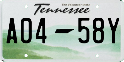 TN license plate A0458Y